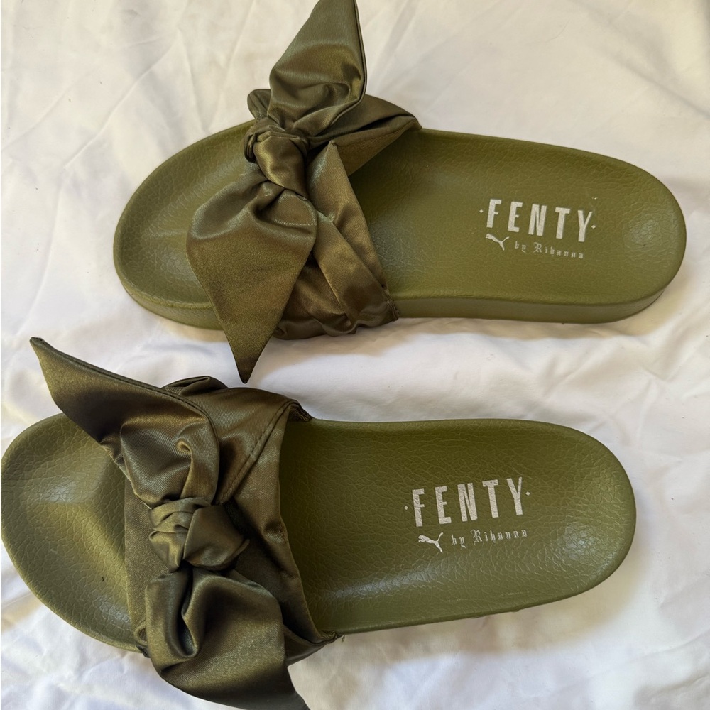 Savage X Fenty Green Sandals with Oversized Bow